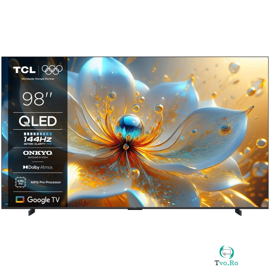 TCL Televizor QLED TCL 98T8C, 248 cm, 98, Ultra HD 4K, Smart TV, WiFi, CI+, Negru la 7,999.99 lei ron