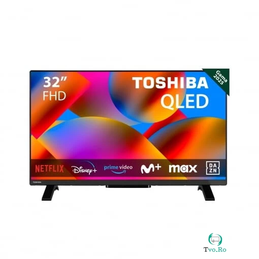 Toshiba Toshiba 32QV2F63DG, TV QLED, 32 inch, 80 cm, FullHD, 60 Hz, HLG, Smart TV, HDR10, Dolby Audio, 3840 x 2160 pixeli, 60 HZ, Negru