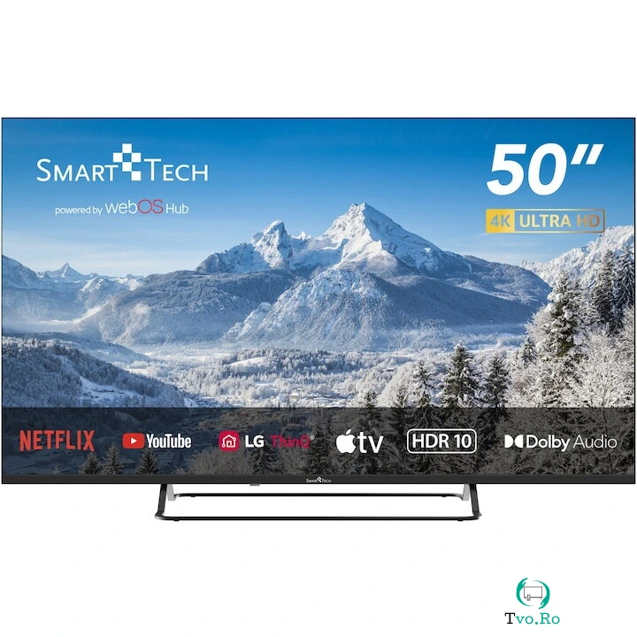 Smart Tech Televizor SmartTech LED 50UW02V, 126 cm, Smart WebOS, 4K Ultra HD, Clasa E
