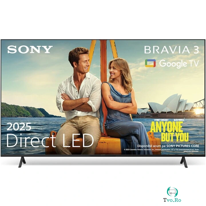 Sony Televizor smart Sony Bravia 3 K75S35B, Diagonala 189cm UltraHD 4K, LED TV, CI+, Google TV, Negru