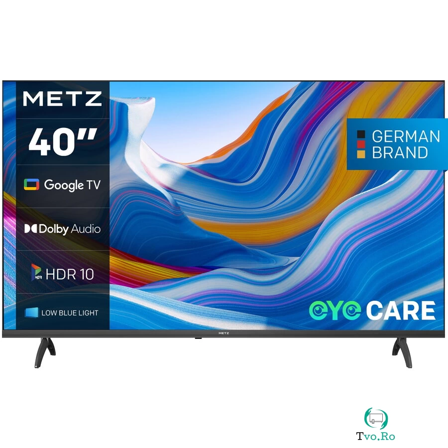 METZ Televizor METZ LED 40MTE6000, 100 cm, Smart Google TV, Full HD, Clasa E, Negru