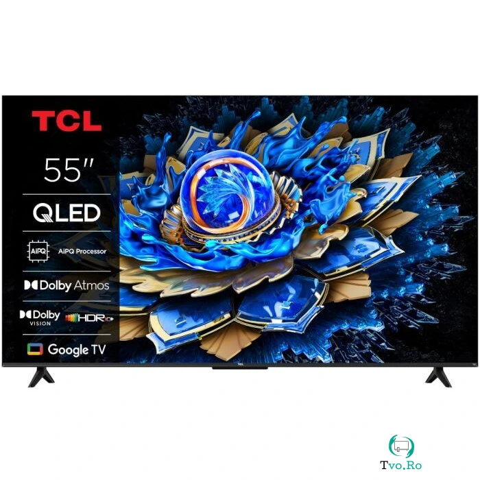 Televizor Smart QLED Seria T69C 55Inch / 138CM Ultra HD 4K Google TV WiFi CI+ Negru la 1,598.00 lei ron