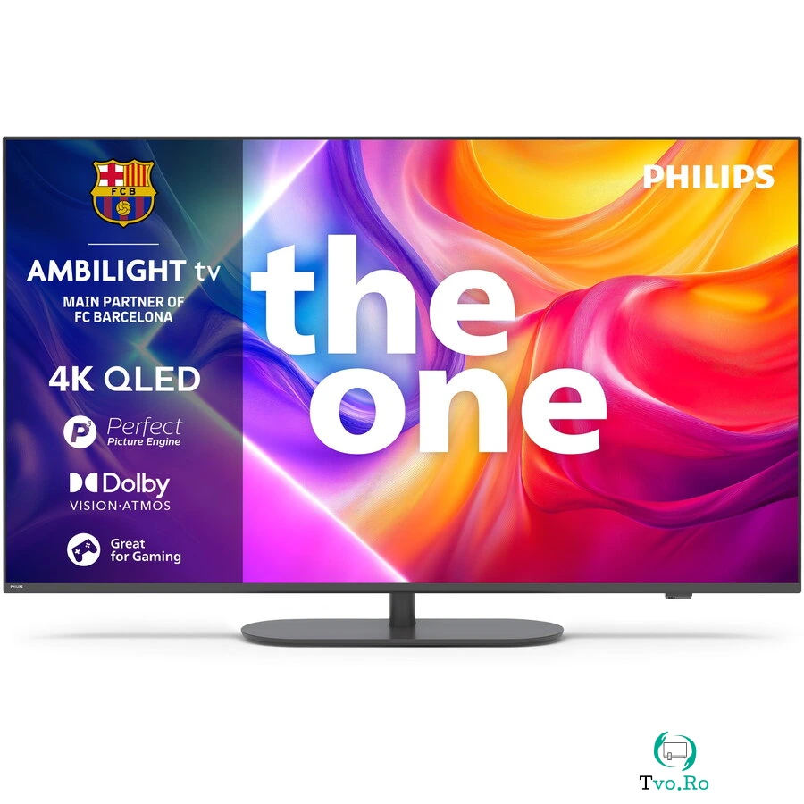 Philips Televizor Philips Ambilight TV QLED 43PUS9010, 108 cm, Smart TV, 4K Ultra HD, 100 Hz, Clasa F (Model 2025), Gri