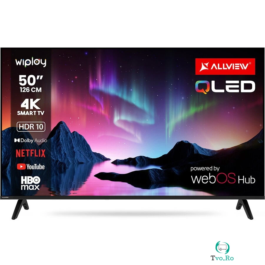 Allview Televizor Allview QLED 50WiPlay6301-U, 126 cm, 50, Smart, 4K Ultra HD, Clasa E, Negru la 1,703.99 lei ron