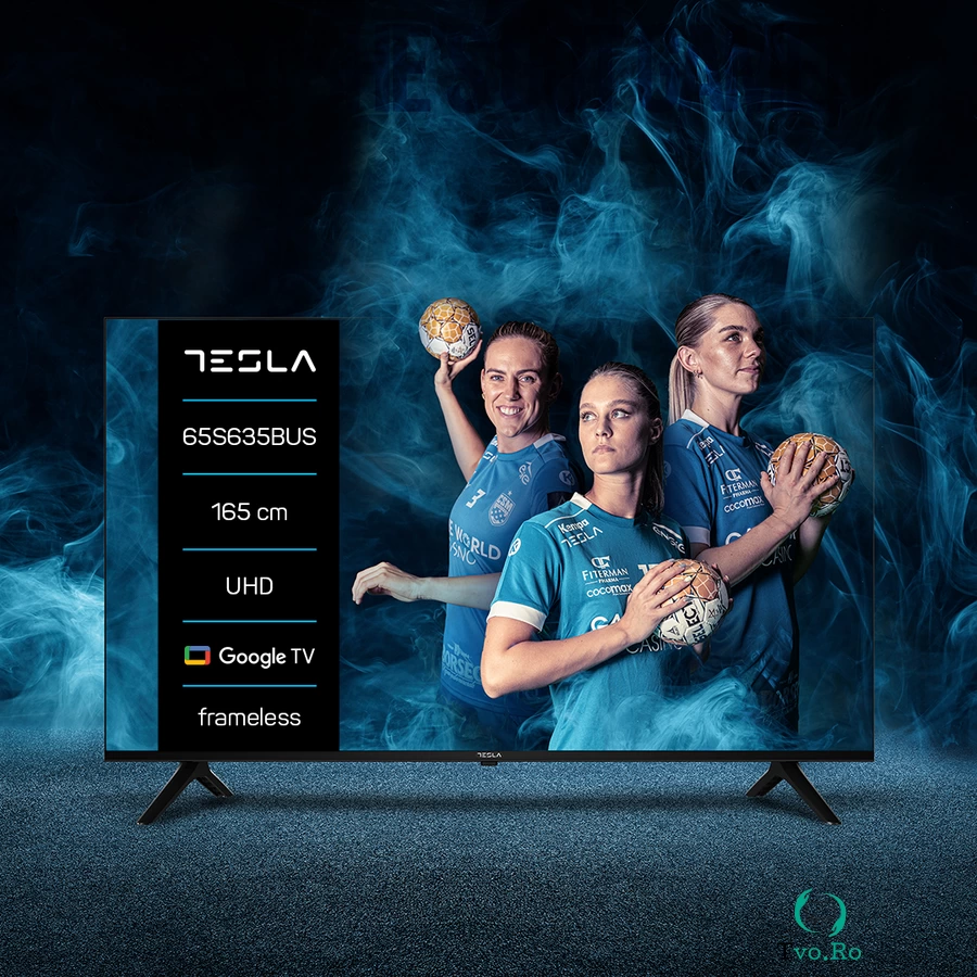 TESLA Televizor Tesla LED 65S635BUS, 164 cm, Smart Google TV, 4K Ultra HD, Clasa F, Negru la 2,749.99 lei ron