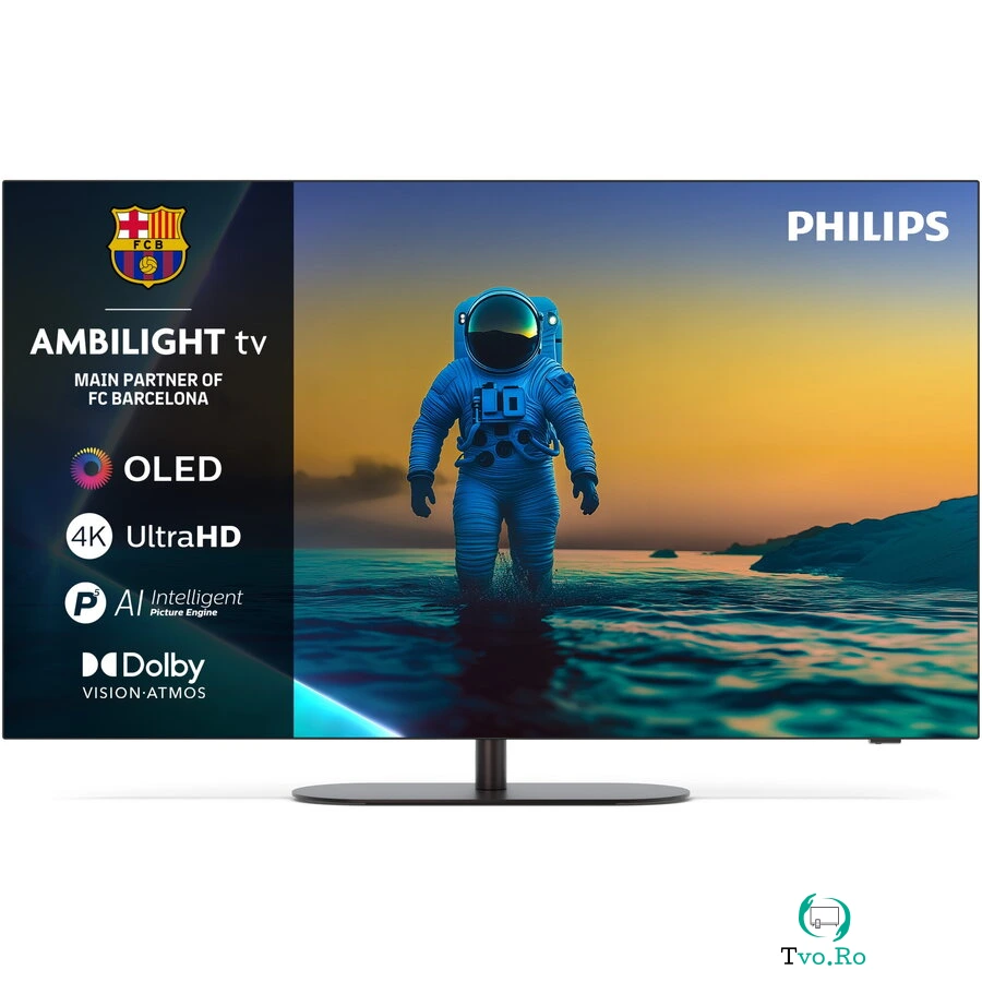 Philips Televizor Philips Ambilight TV OLED 55OLED820, 139 cm, Google TV, 4K Ultra HD, 100Hz, Clasa G (Model 2025), Gri