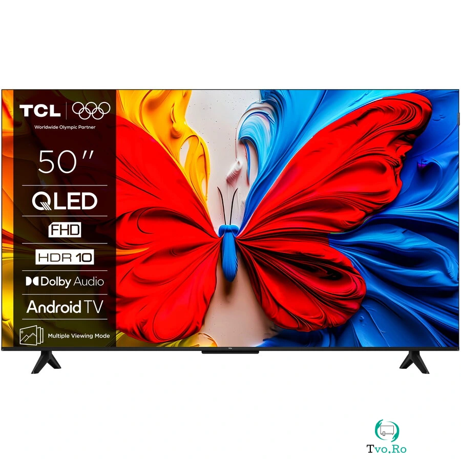 Televizor TCL QLED 50S5K, 126 cm, Smart Android TV, Full HD, Clasa E (Model 2025) la 1,377.78 lei ron