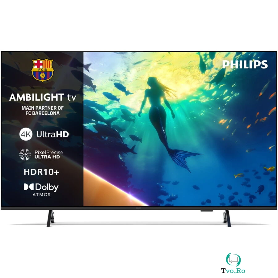 Philips Televizor Philips AMBILIGHT tv LED 55PUS8010, 139 cm, Smart TV, 4K Ultra HD, Clasa E (Model 2025), Negru