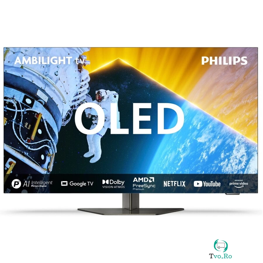 Televizor Philips AMBILIGHT tv OLED 55OLED819, 139 cm, Google TV, Ultra HD 4K, 100Hz, Clasa G (Model 2024) la 6,822.10 lei ron