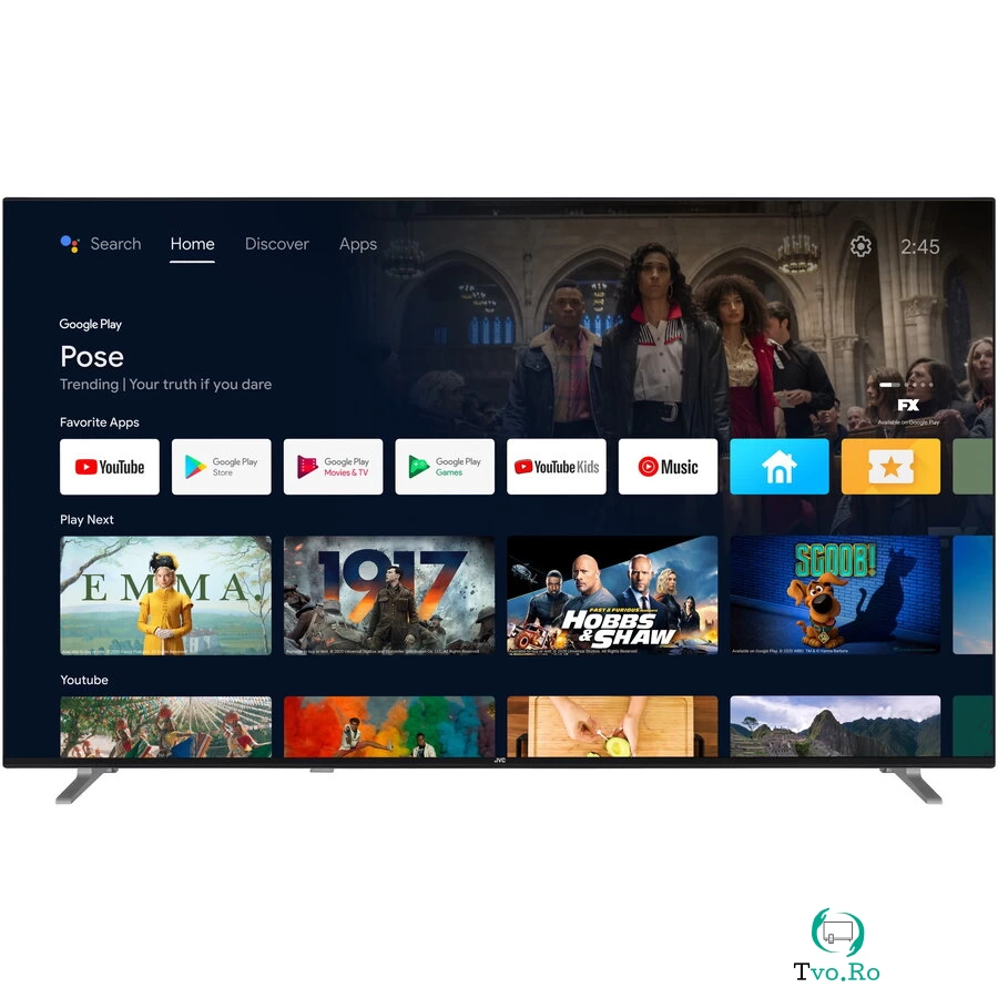 Televizor QLED JVC 43VAQ3300, 108cm, Smart Android TV, 4K Ultra HD, Clasa F la 1,330.47 lei ron