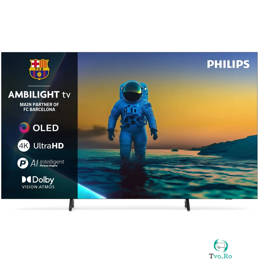 Philips Televizor Philips Ambilight TV OLED 77OLED820, 194 cm, Google TV, 4K Ultra HD, 100Hz, Clasa F (Model 2025), Gri la 13,470.99 lei ron
