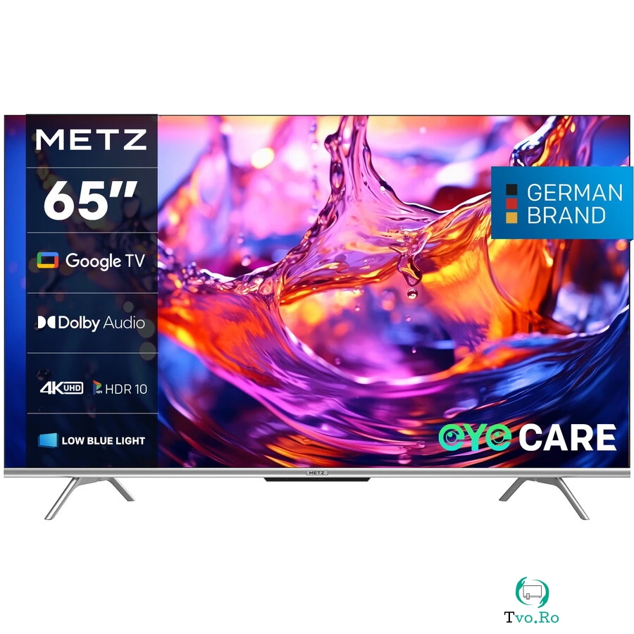 METZ Televizor METZ LED 65MUD7000, 164 cm, Smart Google TV, 4K Ultra HD, Clasa F, Negru